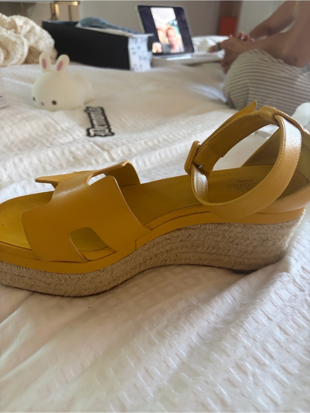 Hermes Women’s Yellow Platform Espadrille Sandal